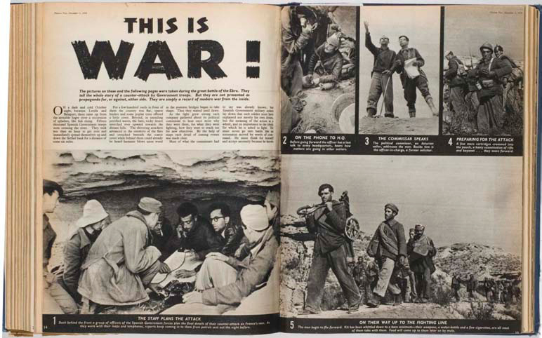 Il  numer del magazine Picture Post del 3 Dicembre 1938 con le foto di Robert Capa sulla battaglia del Rio Segre