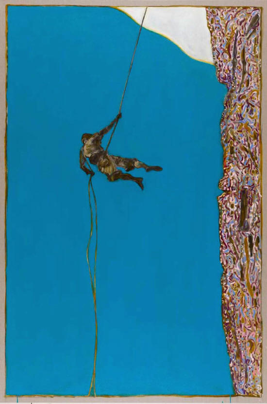 Billy Childish, Abseiler, 2012, olio e carboncino su lino, cm 274.5 x 183. Courtesy: Galleria Paolo Curti/Annamaria Gambuzzi & Co.