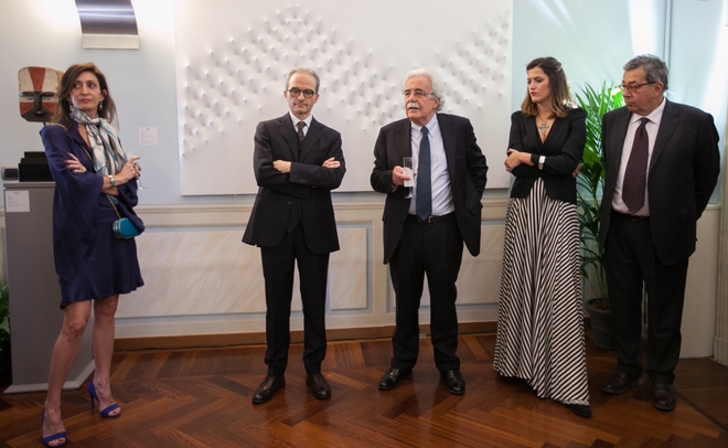 Camilla Prini, seconda da destra, assieme a (da sx): Simona  Valsecchi (socio fondatore), Attilio Meoli (amministratore delegato), Giancarlo Meschi (Presidente) e Marco Faieta (Consigliere).