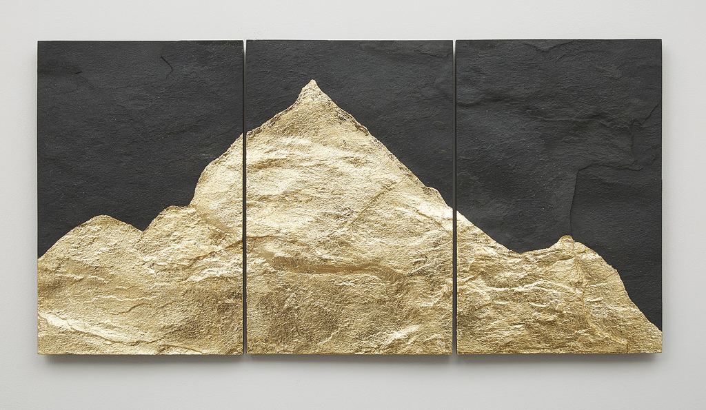 Giovanni Ozzola, Mont Analogue - Canary, 2015 slate with leaf, 58.9 x 90 cm