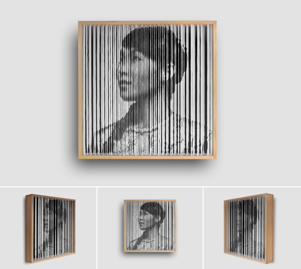 Alessandro Cardinale - Nu Shu - cotone + legno - 84x84x15cm - 2015
