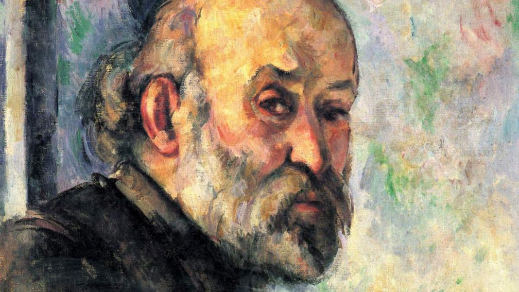 Paul Cézanne , Autoritratto, 1895. (particolare)
