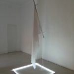 Francesco De Prezzo, no places flag, 2015. Neon, steel, cotton. Cm130x130x400 © the Artist, Loom Gallery.