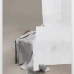 Francesco De Prezzo, null drape, 2015. Acrylic, enamel, concrete, oil on canvas | cm. 90 x 70. © the Artist, Loom Gallery