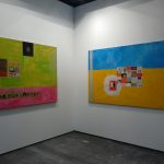 Due lavori di Umberto Bignardi: a destra "Quadro Perbene" (1963), a sinistra "Allergeni" (1962) - Galleria Bianconi