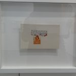 Uno dei "Francobolli" di Lamberto Pignotti nello stand della Galleria Clivio.
