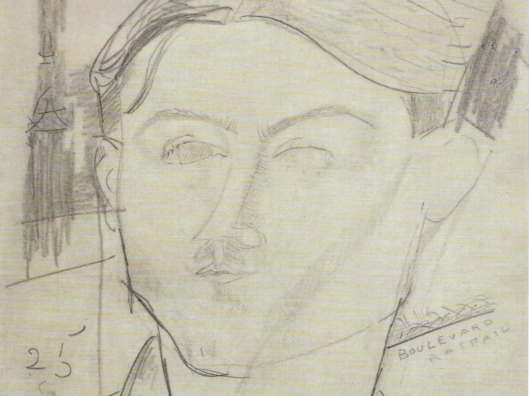 Amedeo Modigliani, Portrait de Paul Guillaume, 1915. Mine de plomb et crayon gras sur vélin mince. Signé et annoté « Paul Guillaume/Boulevard Raspail/213/25 Sep Te Mbre ». 26,5 x 20,9 cm Estimation : 60.000 / 80.000€ (Particolare)