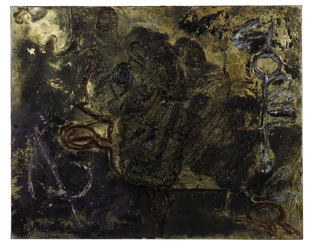 LOTTO 70 - Pinot Gallizio, Dans le creuset de l'or, 1961. tecnica mista su tela (olio, pigmenti metallici), cm 73x92