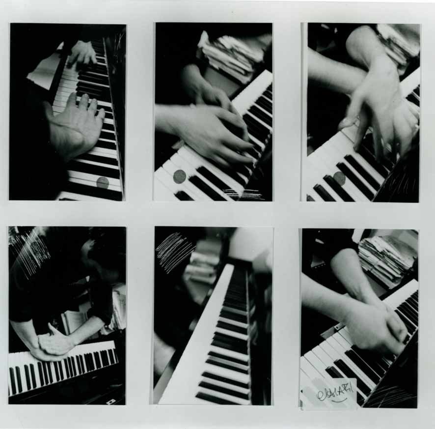Giuseppe Chiari, Gesti sul piano, 1992, Photo mounted on cardboard, cm 46 x 43 / Courtesy Tornabuoni Art