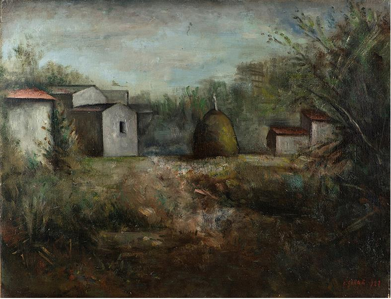 LOTTO 13 - Carlo Carrà, Il pagliaio, 1927. Olio su tela, cm 70x90. Stima: 60.000-80.000 euro