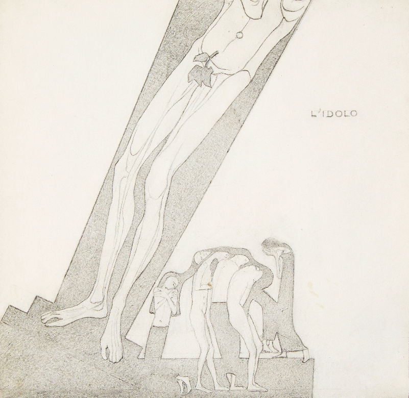 LOTTO 115 - Adolfo Wildt, L'Idolo, 1915. Matita su carta cm 19x19,3. Stima: 12.000,00 - 15.000,00€