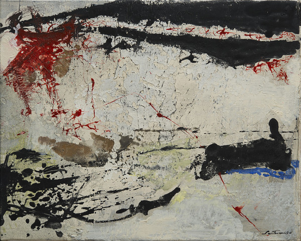 LOTTO 98 - Giuseppe Santomaso, Senza titolo, 1963. olio su tela, cm 40x50.