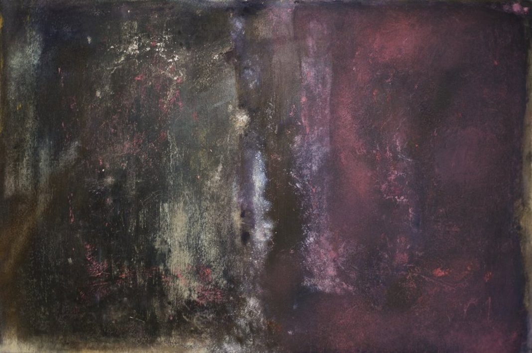Laura Lambroni, _Nebulosa rosetta_, tecnica mista su metallo, 2017, 60x40 cm