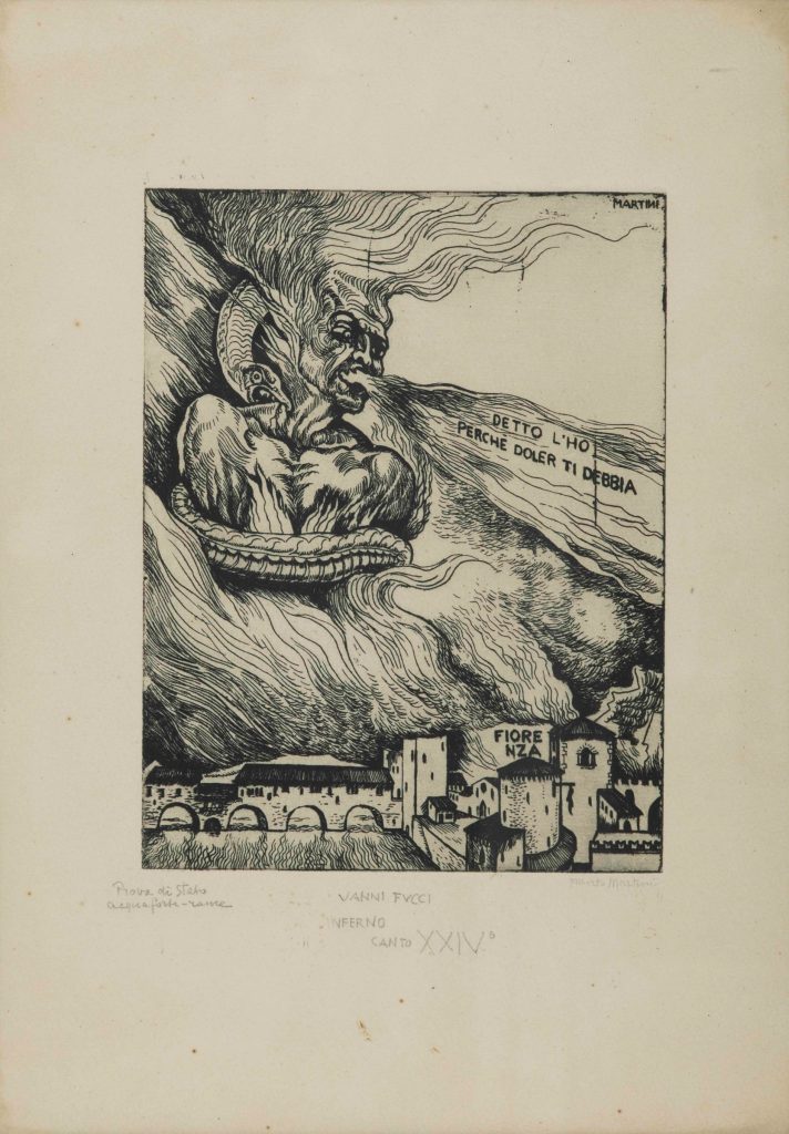 Alberto Martini, Vanni Fucci Ladro, 1936. Acquaforte su rame, cm 33x24