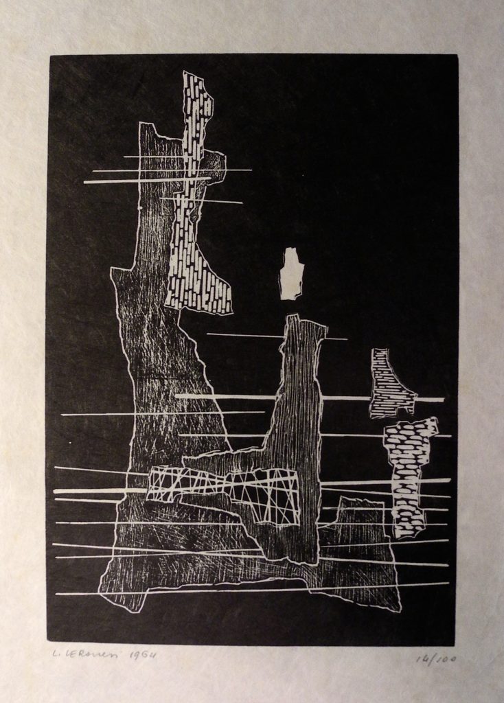 Luigi Veronesi - Composizione - Xilografia su carta di riso in 100 esemplari, 1964. Collezione Privata
