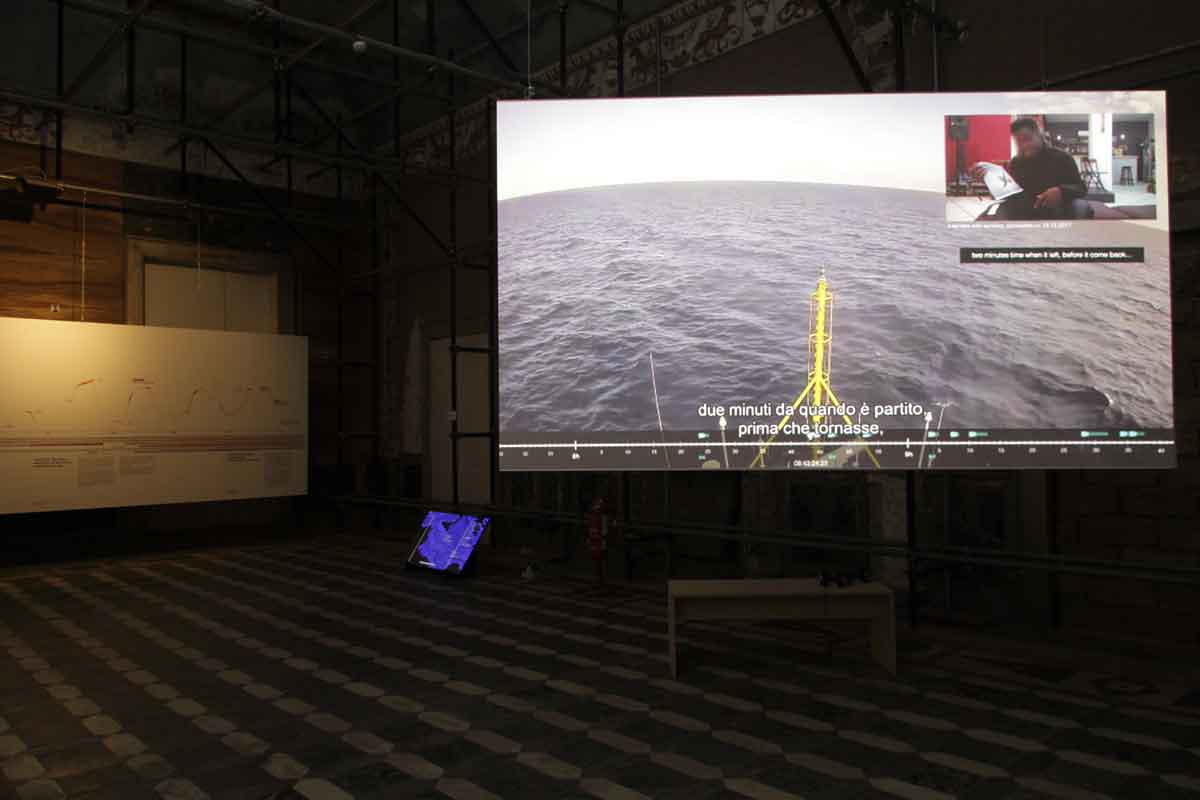 FORENSIC OCEANOGRAPHY Liquid Violence, 2018. Video installation and mixed media. Photo Courtesy: Manifesta 12 Palermo and the artist