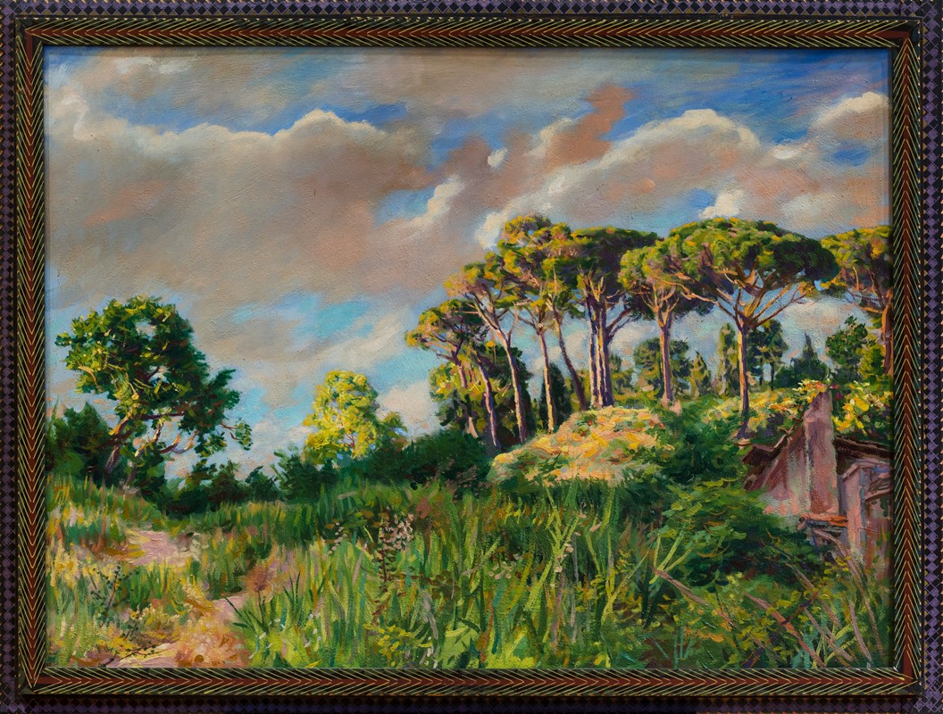 LOTTO 239 - GIACOMO BALLA, Il canto dei pini - Armonia solare, 1944. olio su tavola, cm 65 x 88. Stima: 25-35.000 euro. Courtesy: Minerva Auctions.