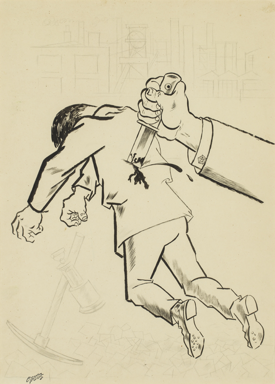 LOTTO 482 - GEORGE GROSZ, Tradimento, 1922. Matita e china su carta cm 59x43