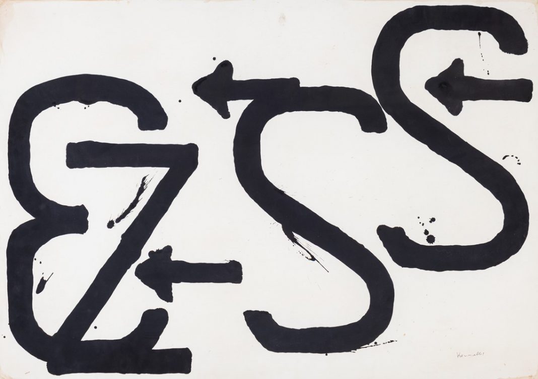 LOTTO 269 - JANNIS KOUNELLIS, Numeri, lettere e simboli. Tempera su carta, cm 72 x 102. Stima: 25-35.000 euro. Courtesy: Minerva Auctions.