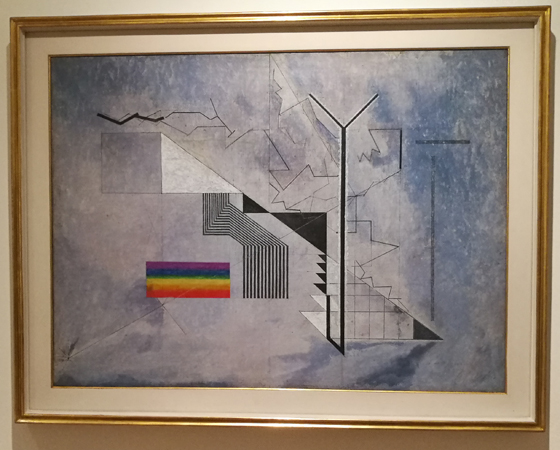 Osvaldo Licini, Castello in aria, 1933-36, tecnica mista su tela, cm. 66,7x90,2, coll. Augusto e Francesca Giovanardi