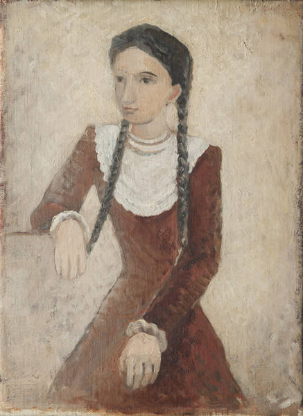 LOTTO 18 - Massimo Campigli, Ritratto di fanciulla, Anni ‘30 Olio su tela, 42 x 30,5 cm