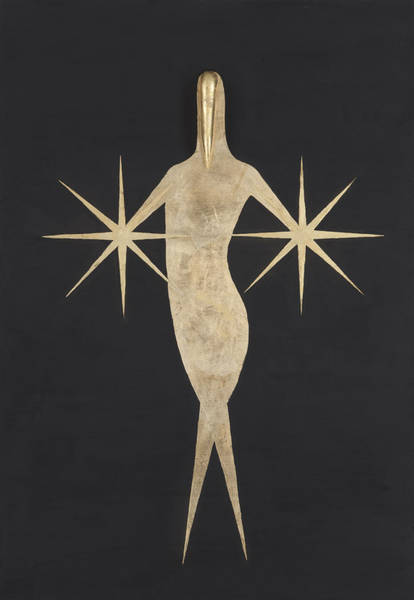 LOTTO 78 - Gino De Dominicis, Ibrida, anni ’80 Tecnica mista/ foglia d’oro su tavola (nasi tre dimensioni), 90 x 68,5 cm