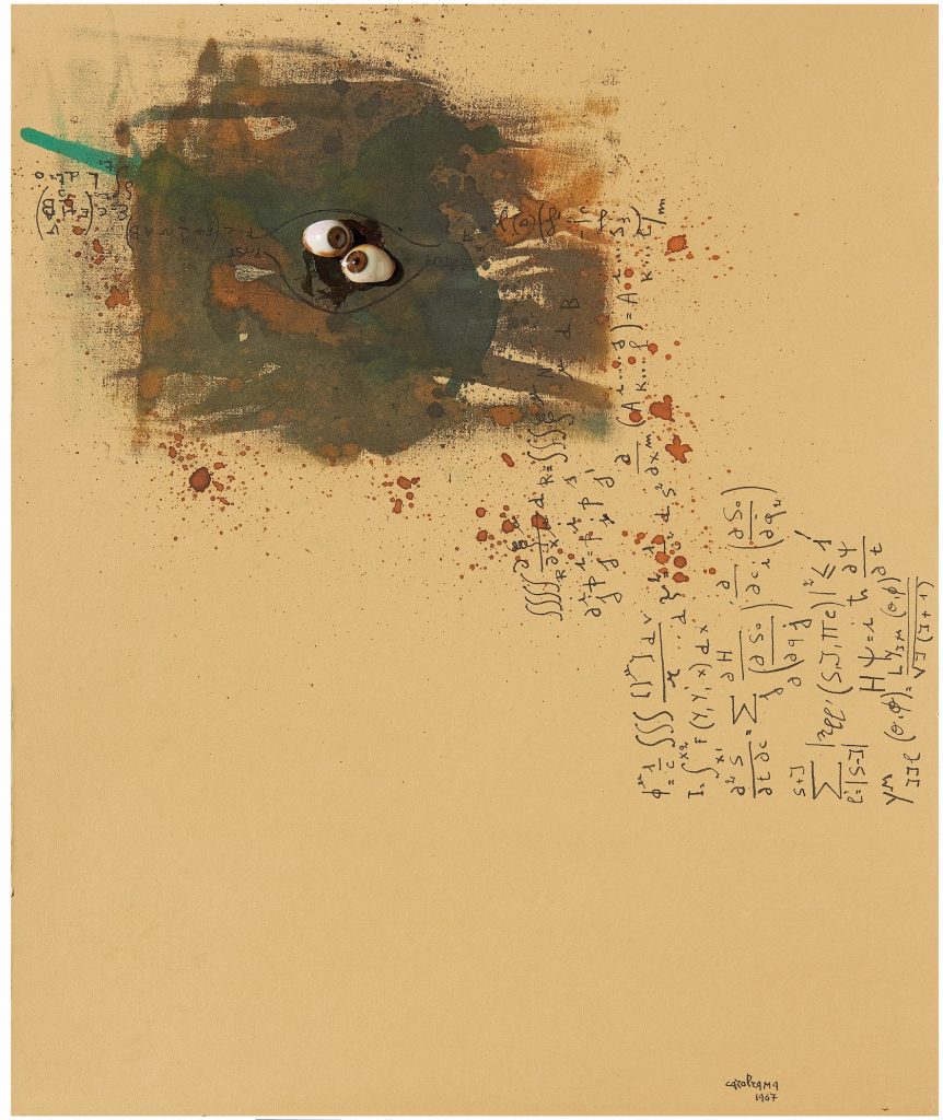 Carol Rama, Senza titolo(Bricolage)tecnica mista su carta, 1967, cm 57x46,5