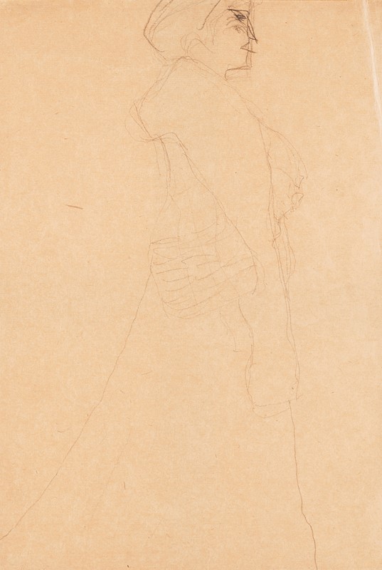 LOTTO 5 - GUSTAV KLIMT, Studio per ritratto di Bildnis Hermine Gallia, 1903/1904. Grafite su carta gialla, cm 45x31,5. STIMA: EUR 7.000,00 / 9.000,00