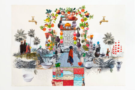 Marzia Migliora, Paradossi dell’abbondanza #30, 2020. Collage e disegno su carta, 70 X 100 cm. Courtesy dell’artista; Galleria Lia Rumma Milano/Napoli